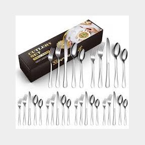 30 Piece Cutlery Set Stainless Steel Knife Fork Spoon with Gift Box - Silver | Bar 9902169345484 - 51745/6745 SN B2 (S5)