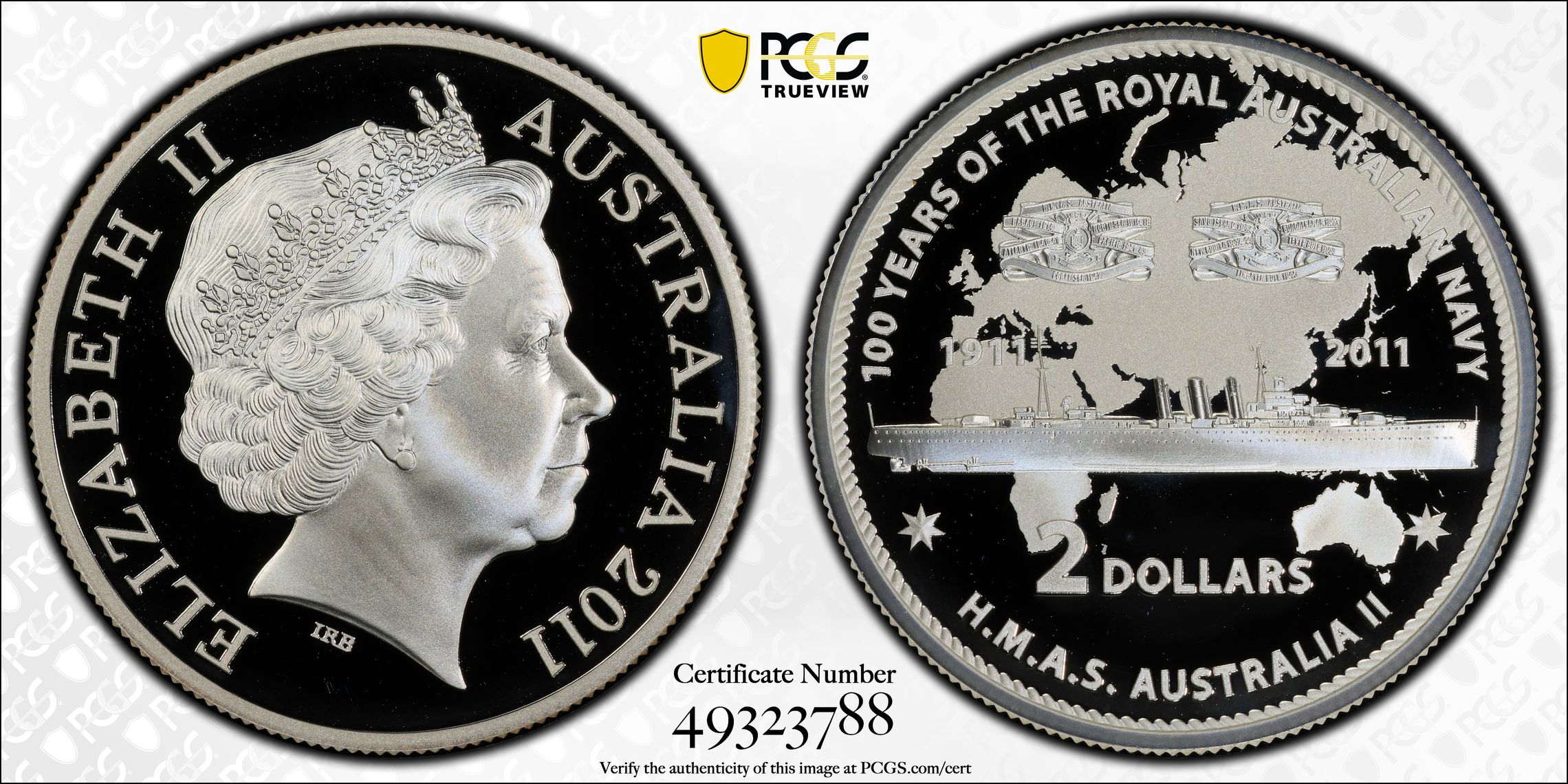 H.M.A.S. Australia II, Two Dollar, 2011, PCGS PR69DCAM