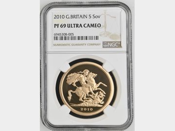 2010 ELIZABETH II PROOF GOLD 5 POUND PF69 UCAM