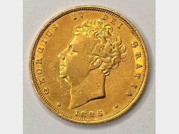 1825 KING GEORGE IV BARE HEAD GOLD SOVEREIGN SCARCE.