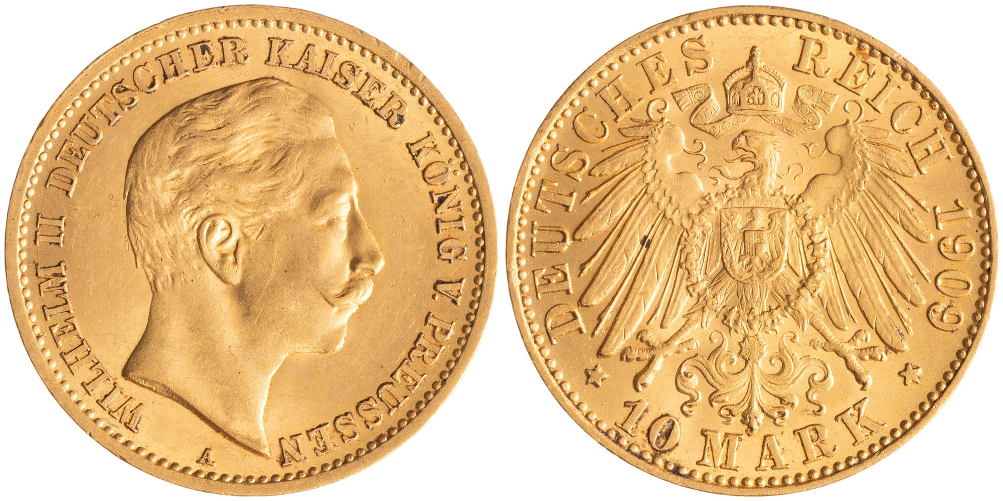 German States, Friedrich Wilhelm II, Kingdom of Prussia, Ten Mark, 1909-A, gEF
