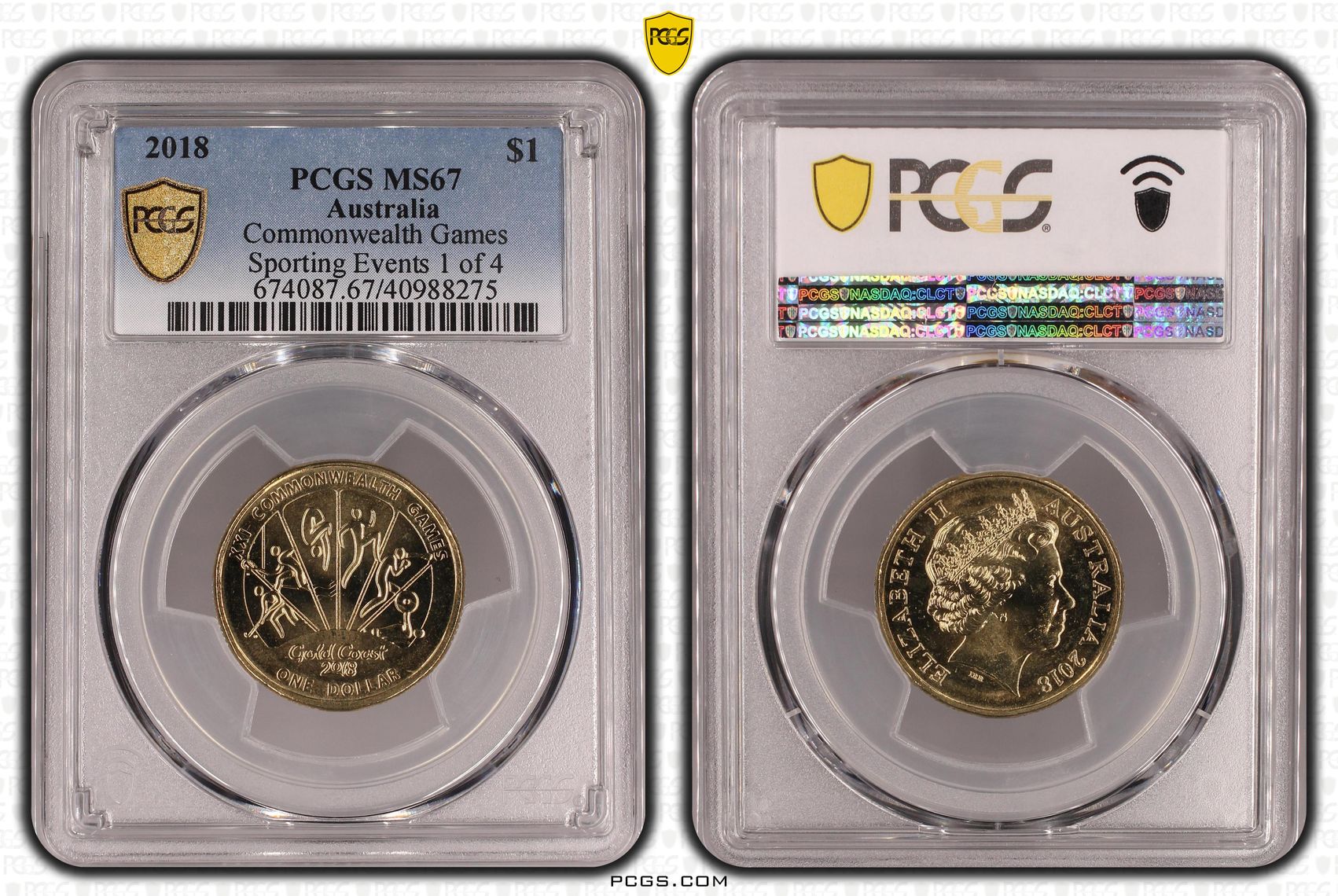 Commonwealth Games - Sporting Events 1 of 4, One Dollar, 2018, PCGS MS67