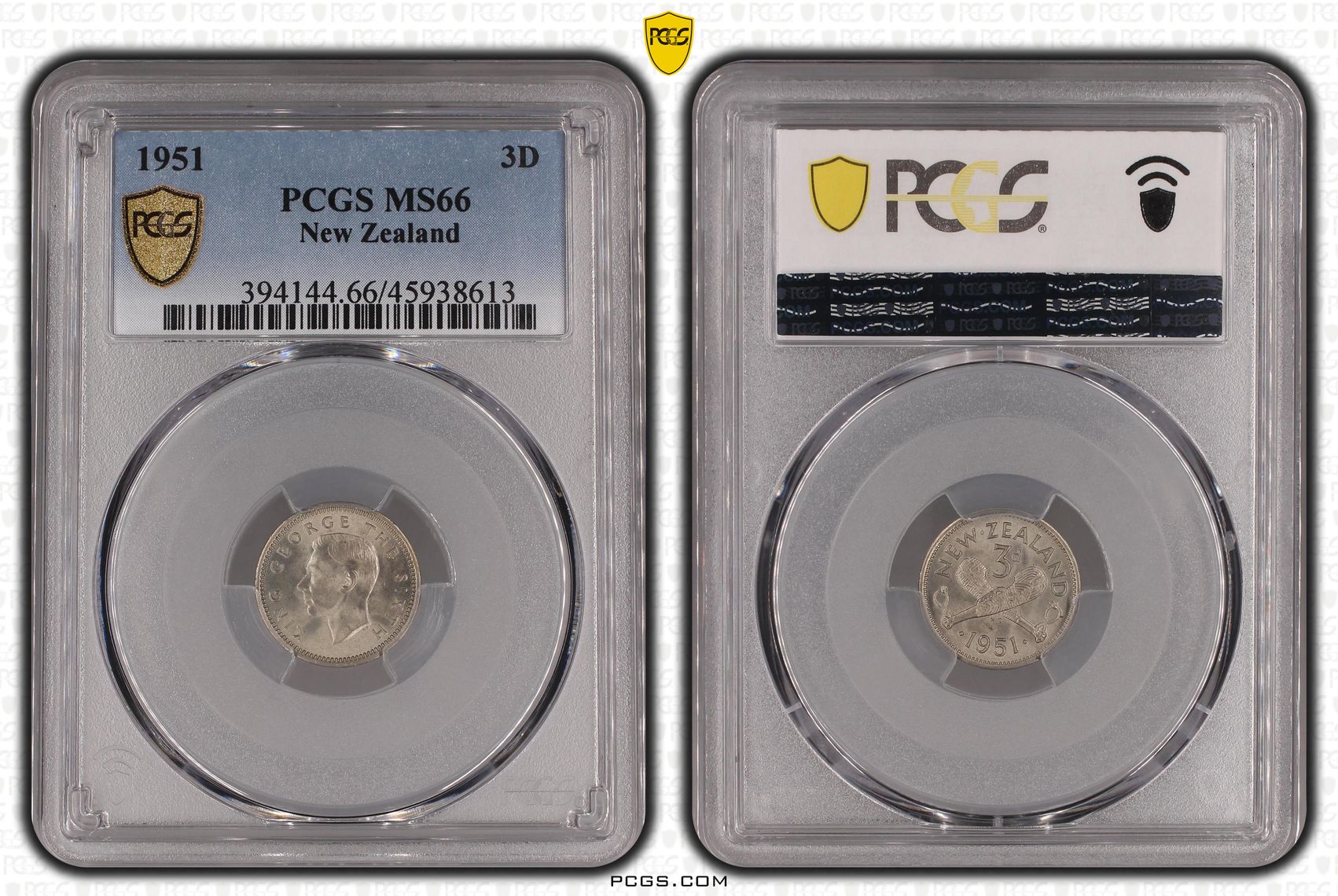 1951 New Zealand Threepence PCGS - MS66 -613