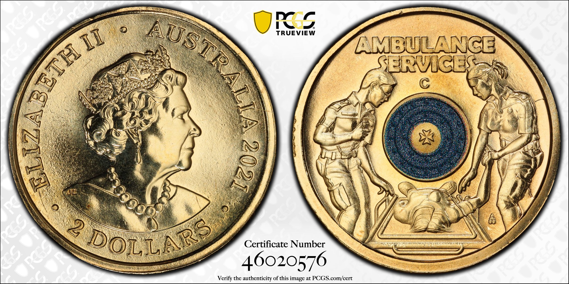 Ambulance Service - Colorized, Two Dollar, 2021-C, PCGS MS68