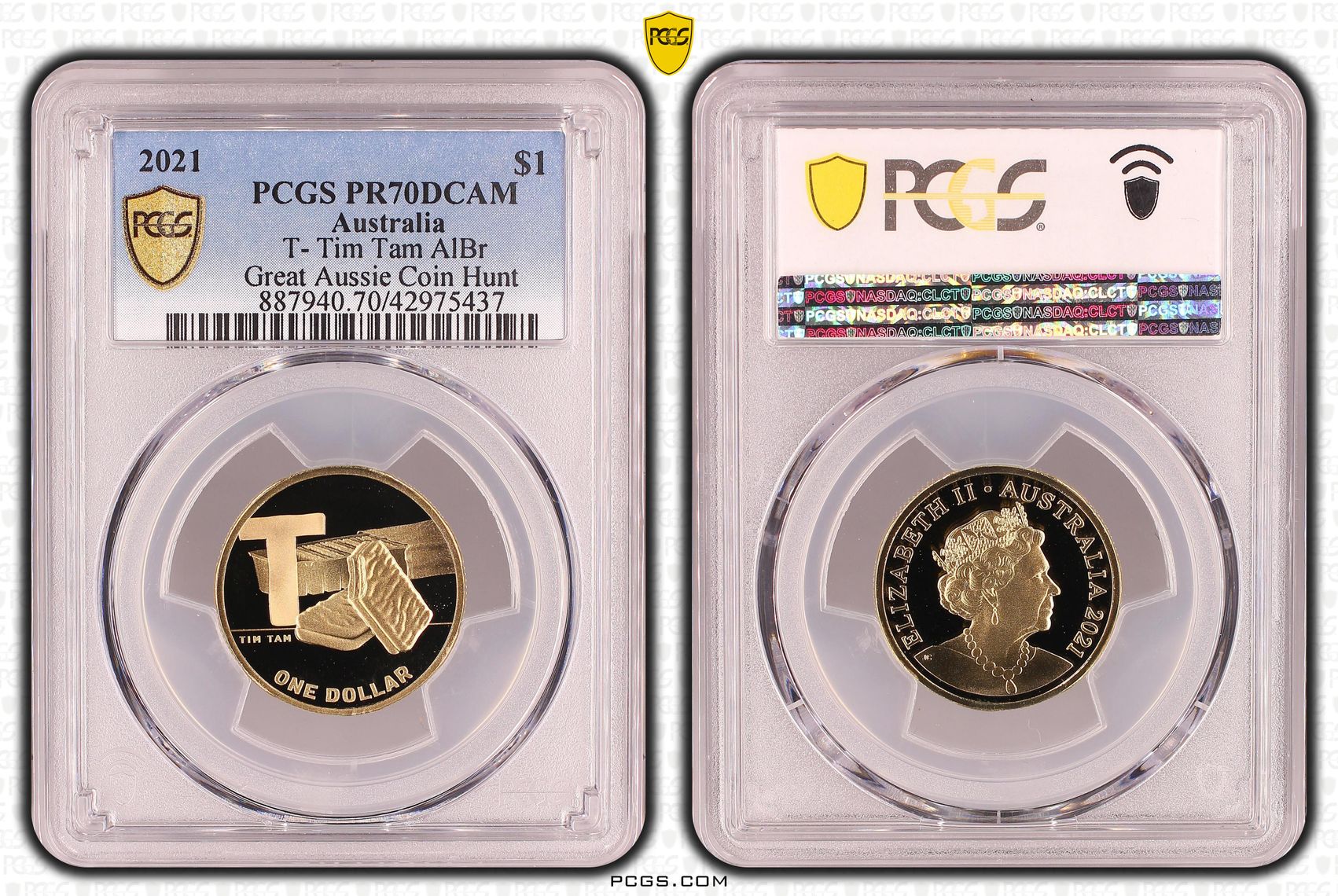 Elizabeth II, T- Tim Tam, Great Aussie Coin Hunt, One Dollar, PR70DCAM , 2021 PCGS POP - 2/0