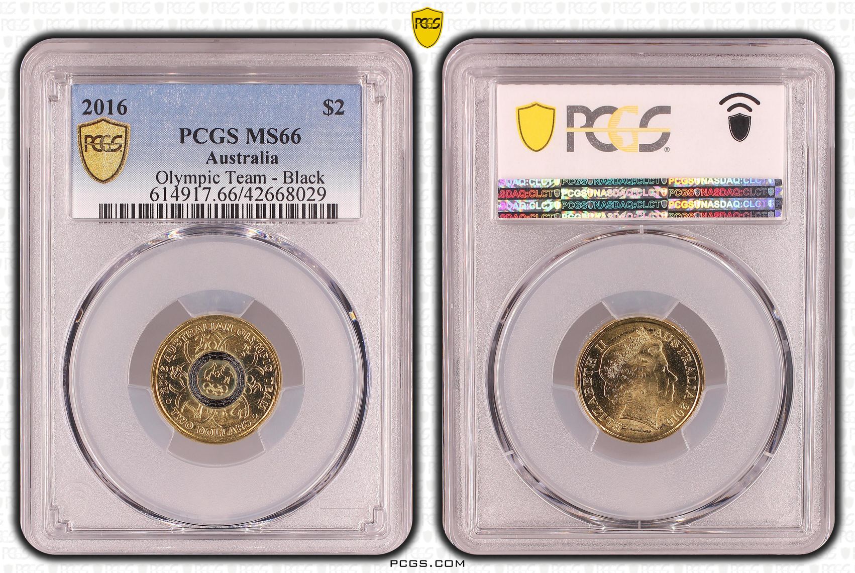 267 · 2016 Australia Two Dollar, $2 Olympic Team - Black PCGS - MS66 -029