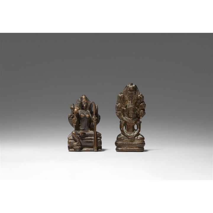 Two small bronze figures of deities