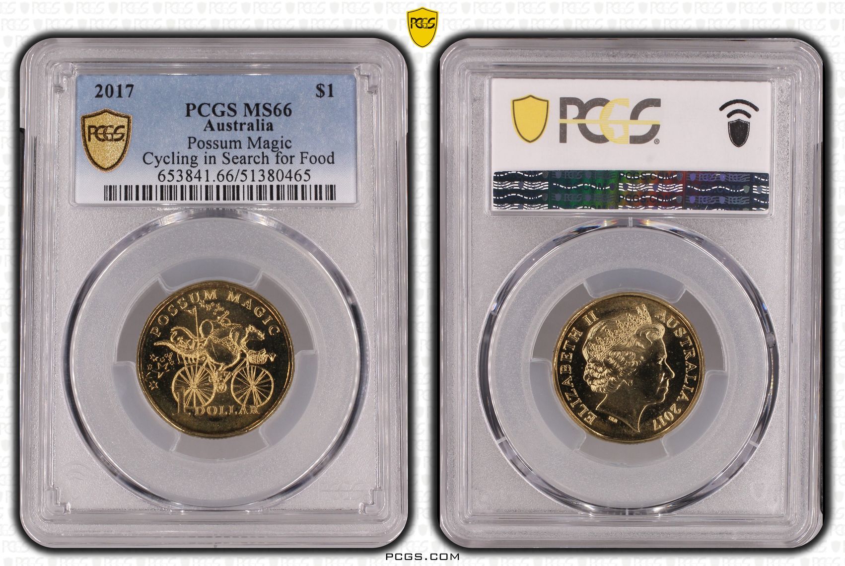 Possum Magic - Cycling in Search for Food, One Dollar, 2017, PCGS MS66