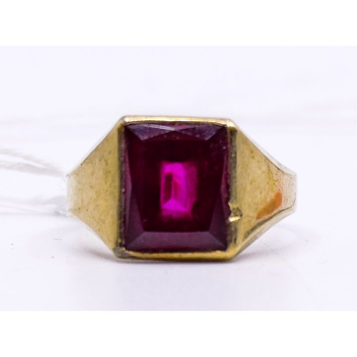 Mens 10K Red Stone Ring- Size 9.5- 6.85g