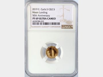 2019 EAST CARIBEAN 2.5 DOLLAR MOON LANDING 50th ANNIVERSARY PF69 ULTRA CAMEO TOP POP!