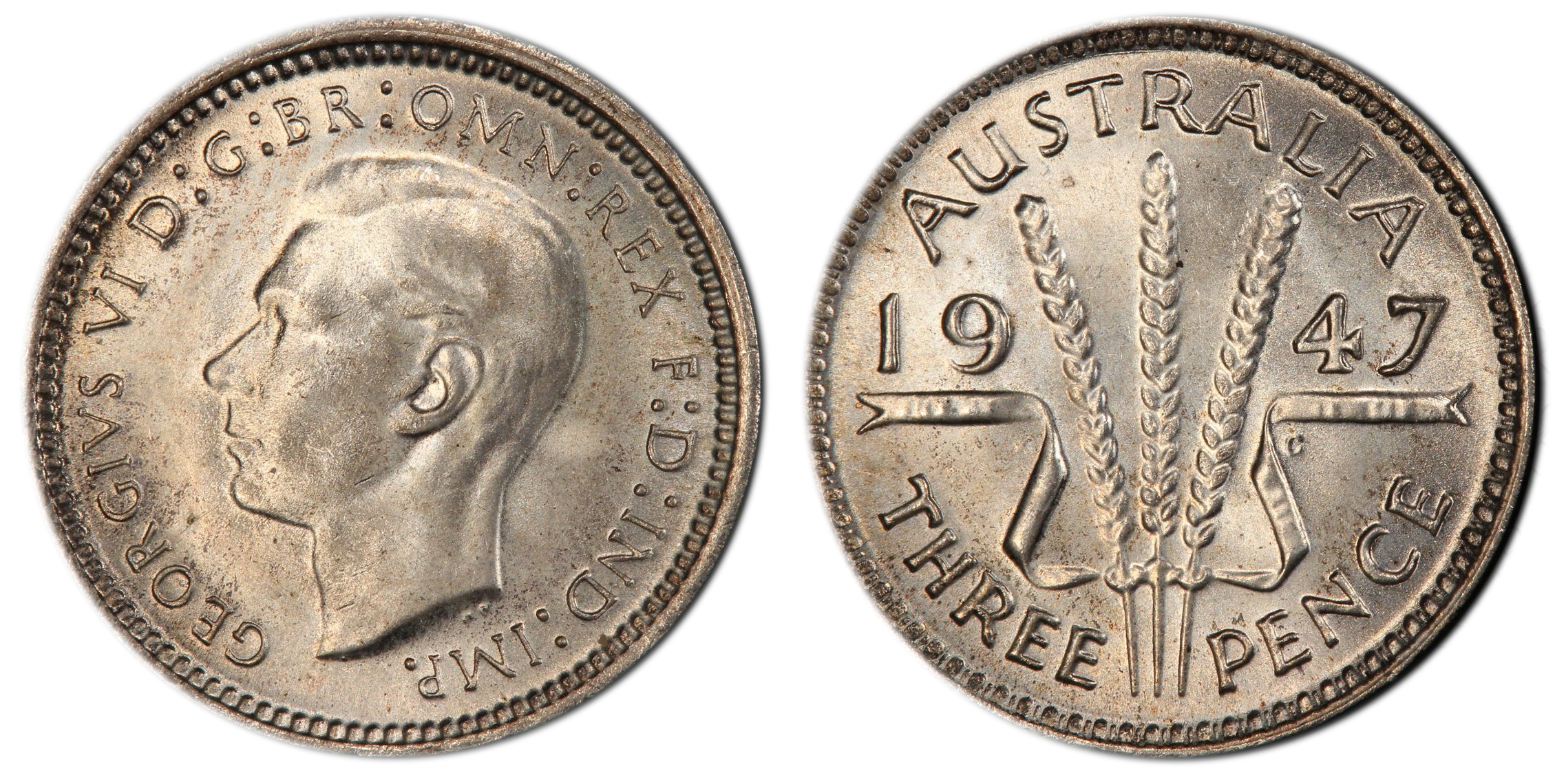 George VI, Threepence, 1947, PCGS MS66