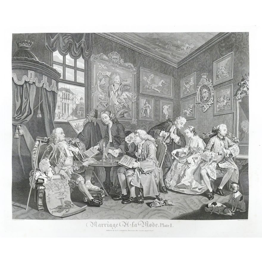 Marriage A-la-Mode' Etchings by Thomas Cook after William Hogarth- 6pc Set- 17x23.5'' sheets