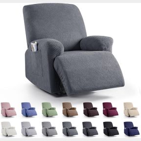 KINCAM OVERSIZED RECLINER CHAIR COVERS, STRETCH RECLINING CHAIR COVERS FOR LARGE RECLINER, STRIPE JACQUARD RECLINER COVERS FURNITU