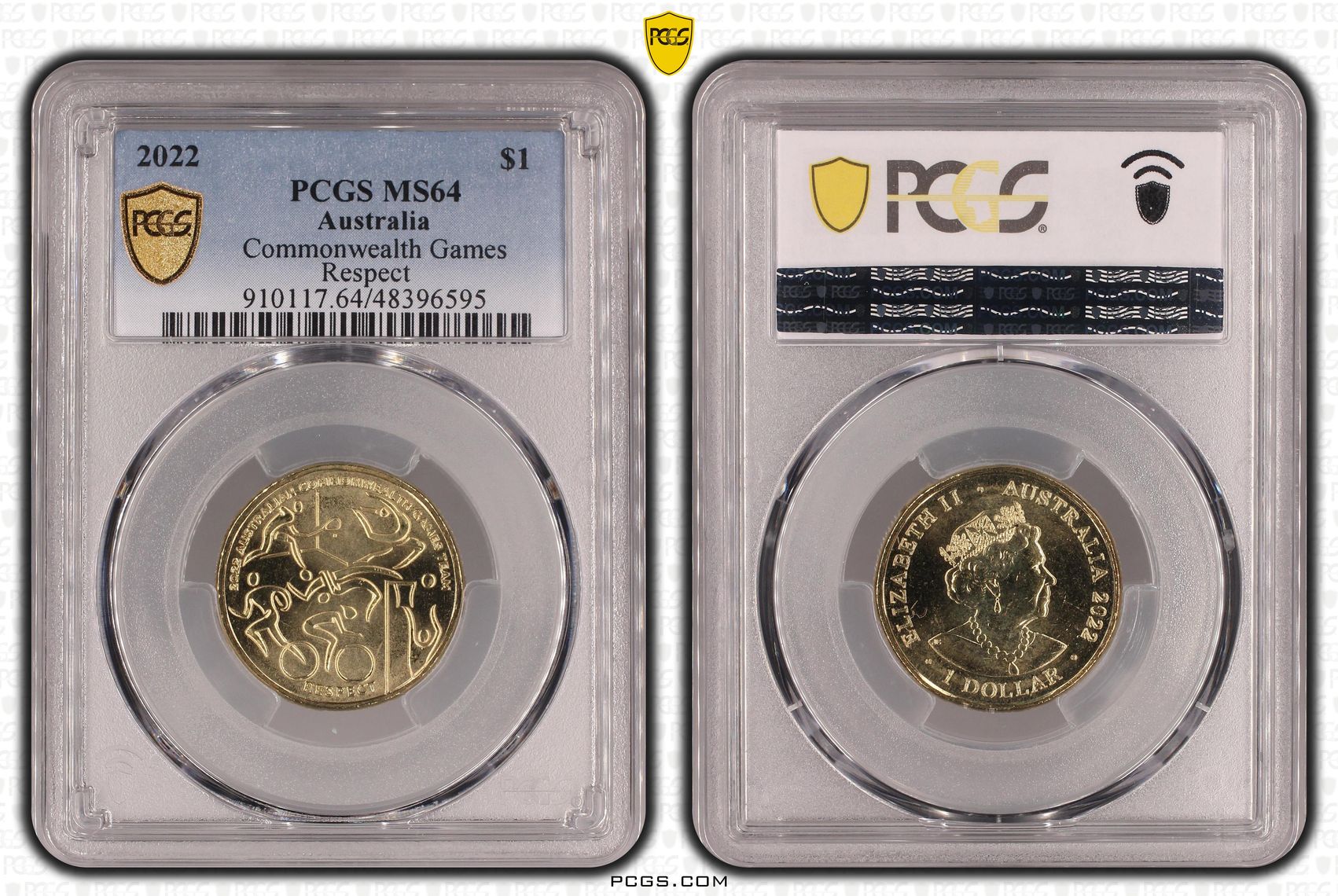 Elizabeth II, Commonwealth Games -Respect, One Dollar, 2022, PCGS MS64