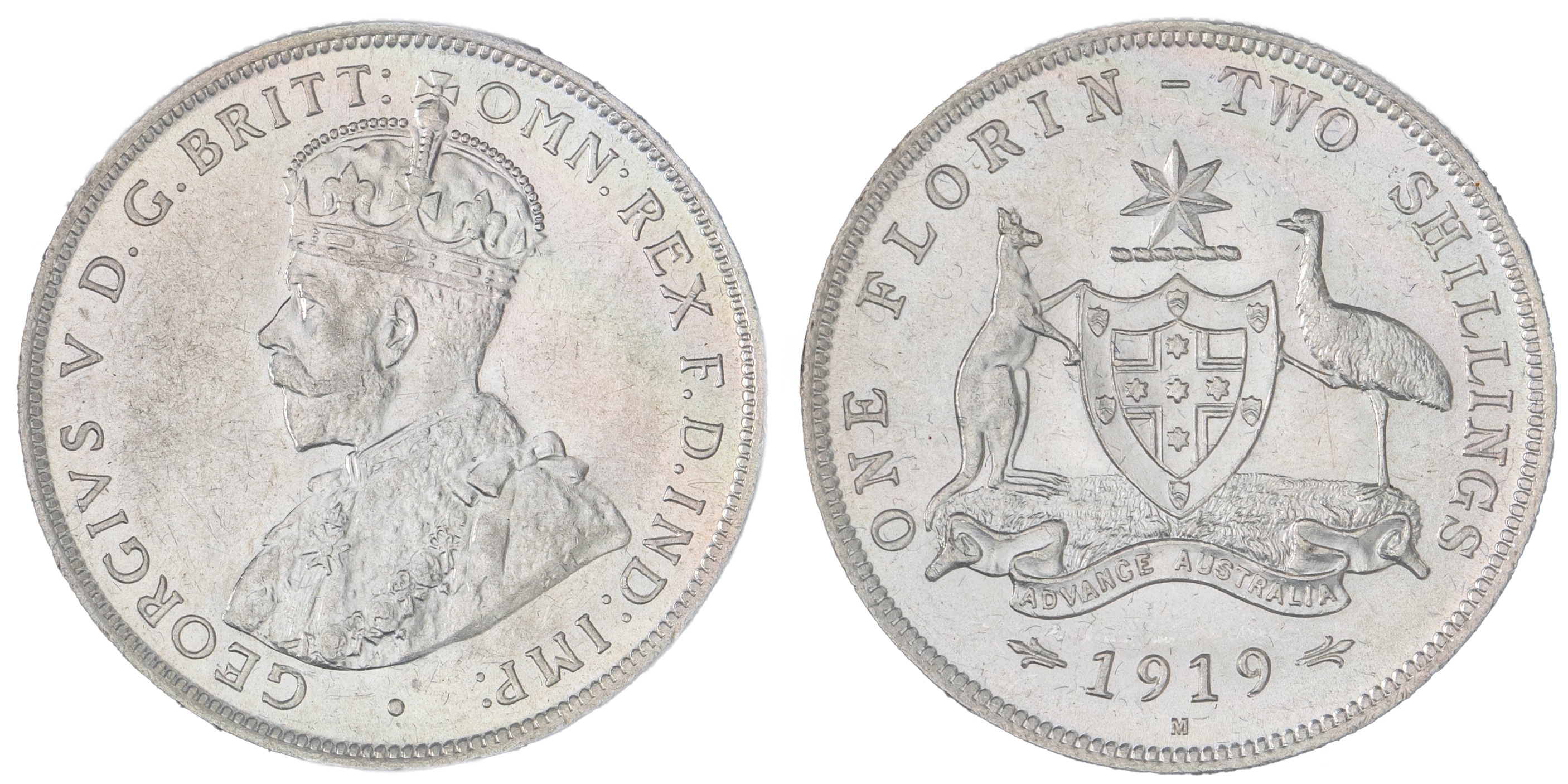 George V, Florin, 1919-M, gEF