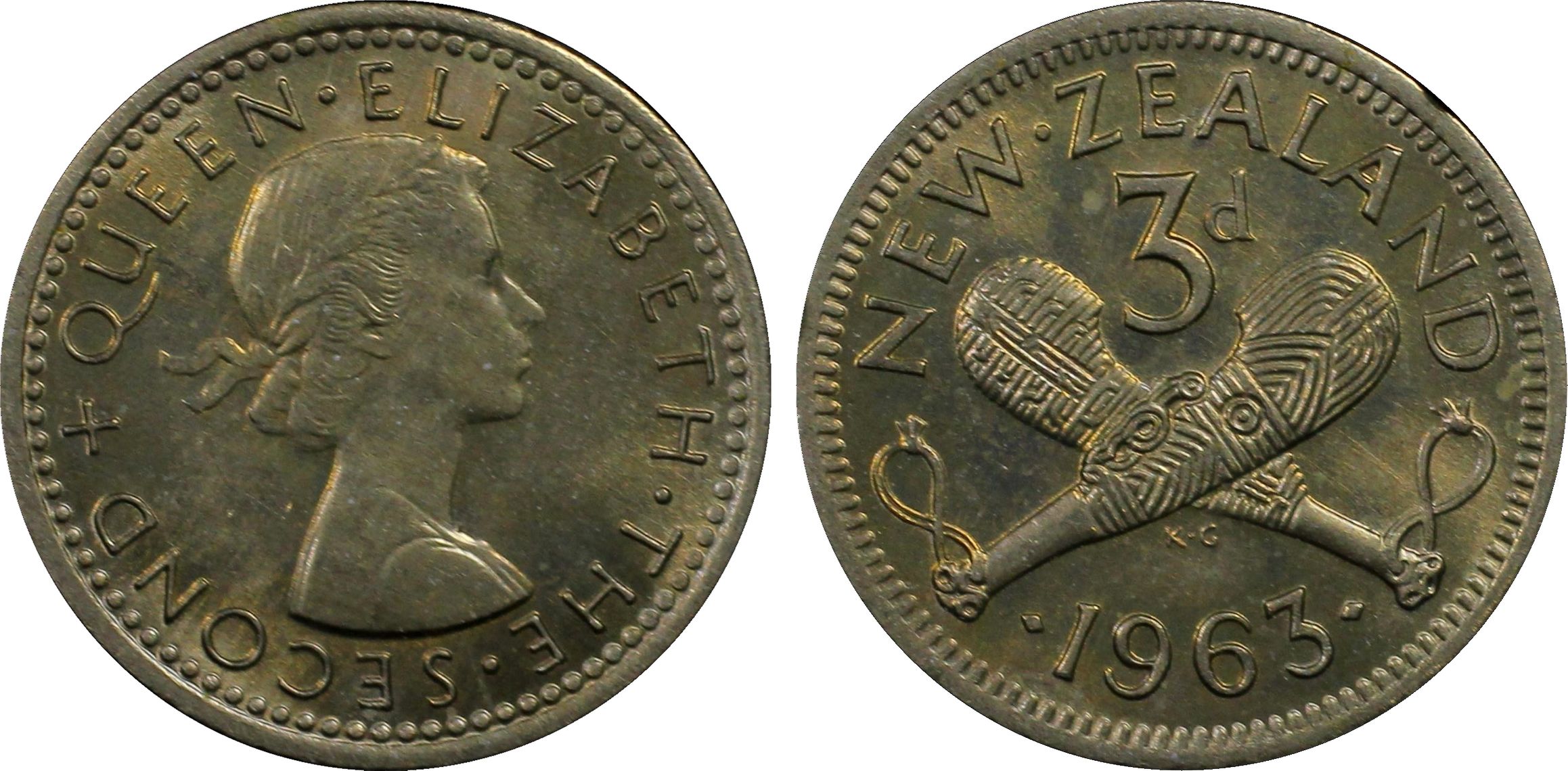 44 · New Zealand, Threepence, 1963, PCGS - MS65