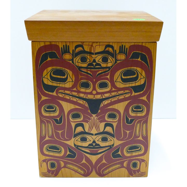 P. Dunthorne (Skagit) Decorated Cedar Small Storage Box 10.5''x7.5''