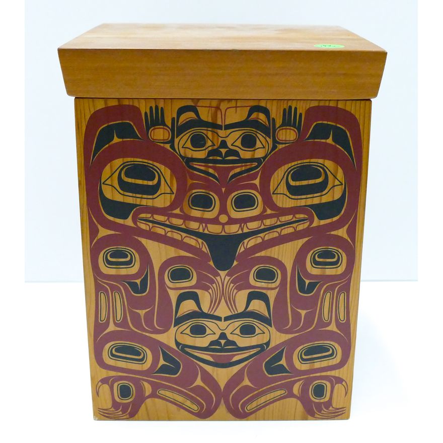 P. Dunthorne (Skagit) Decorated Cedar Small Storage Box 10.5''x7.5''