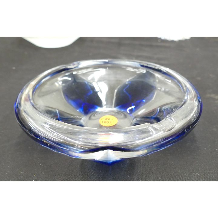 Lalique Capferrat Blue Crystal Ashtray 7''