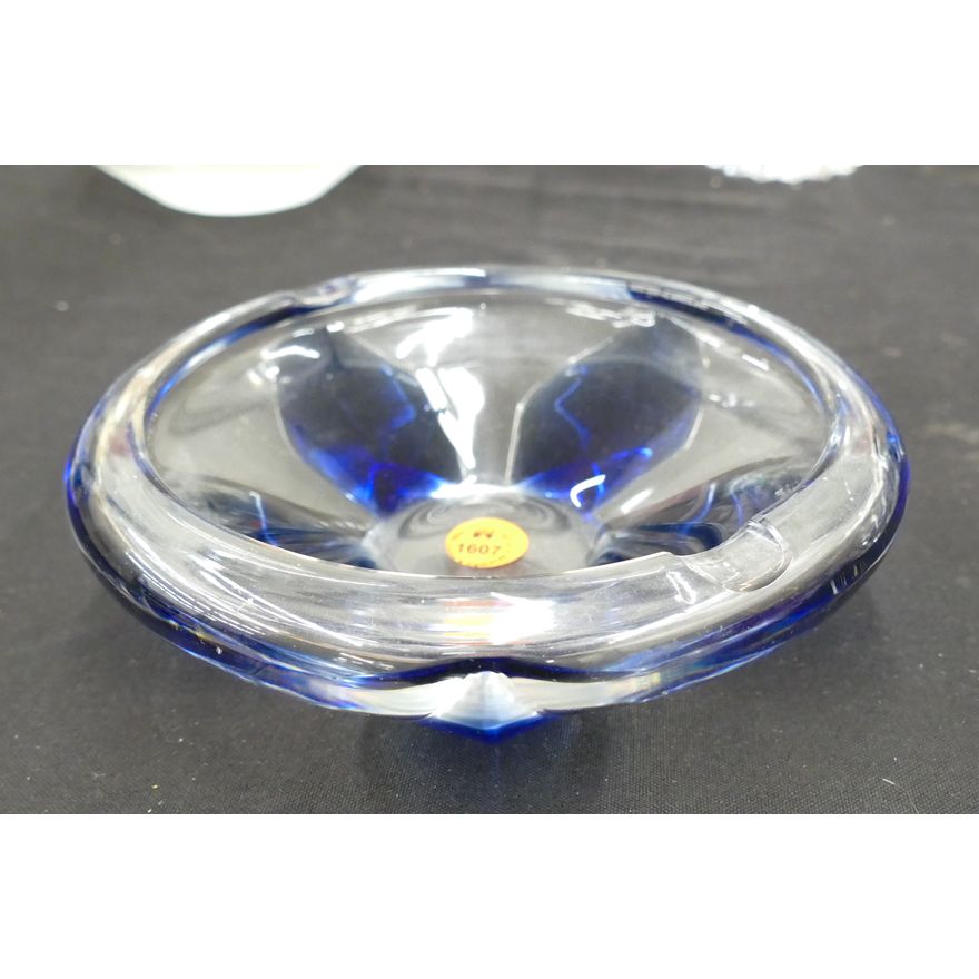 Lalique Capferrat Blue Crystal Ashtray 7''
