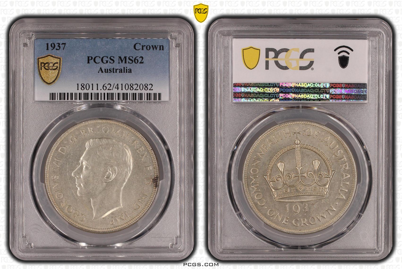 1937 Australia Crown Silver PCGS - MS62 -082