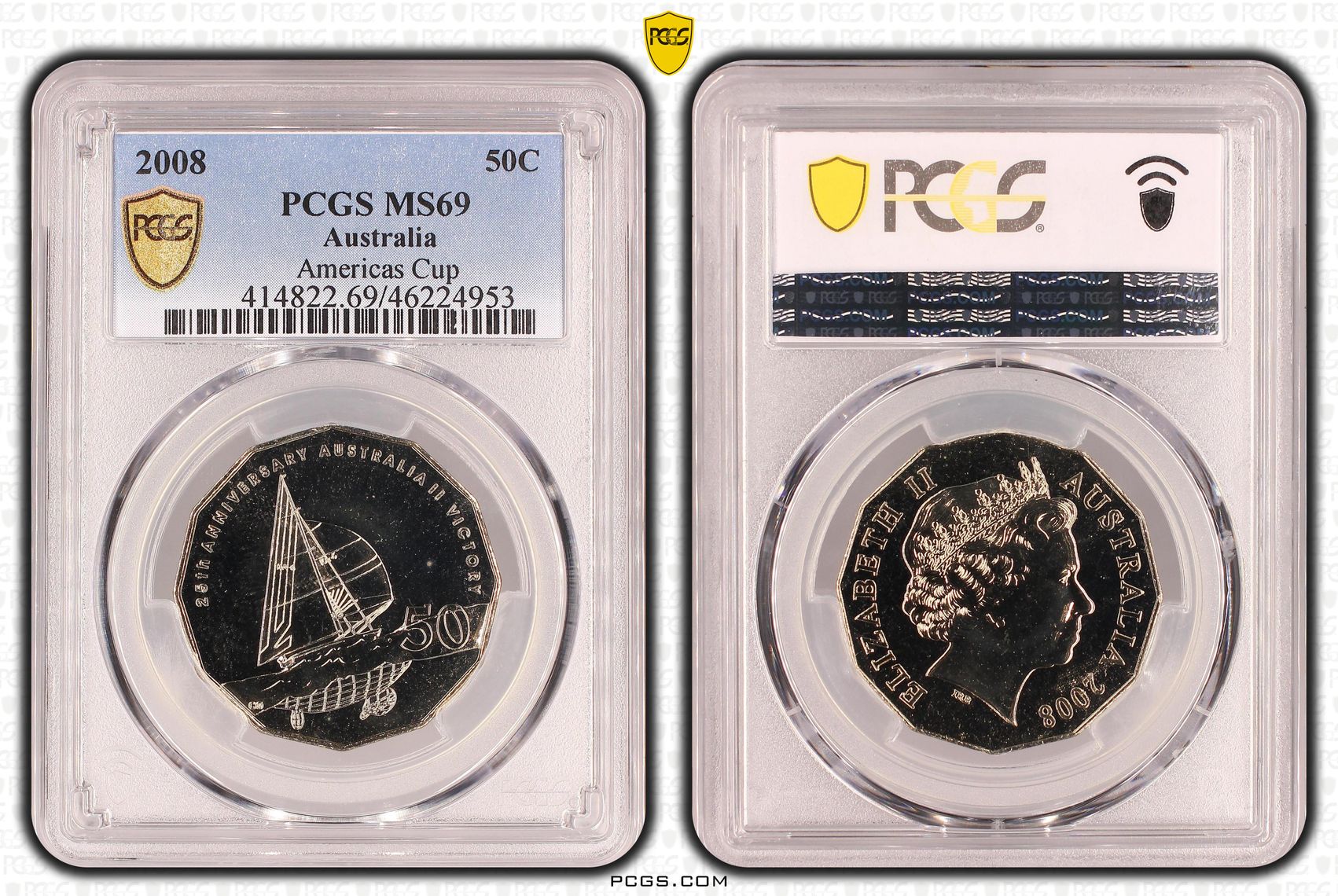 Americas Cup, Fifty Cent, 2008, PCGS MS69