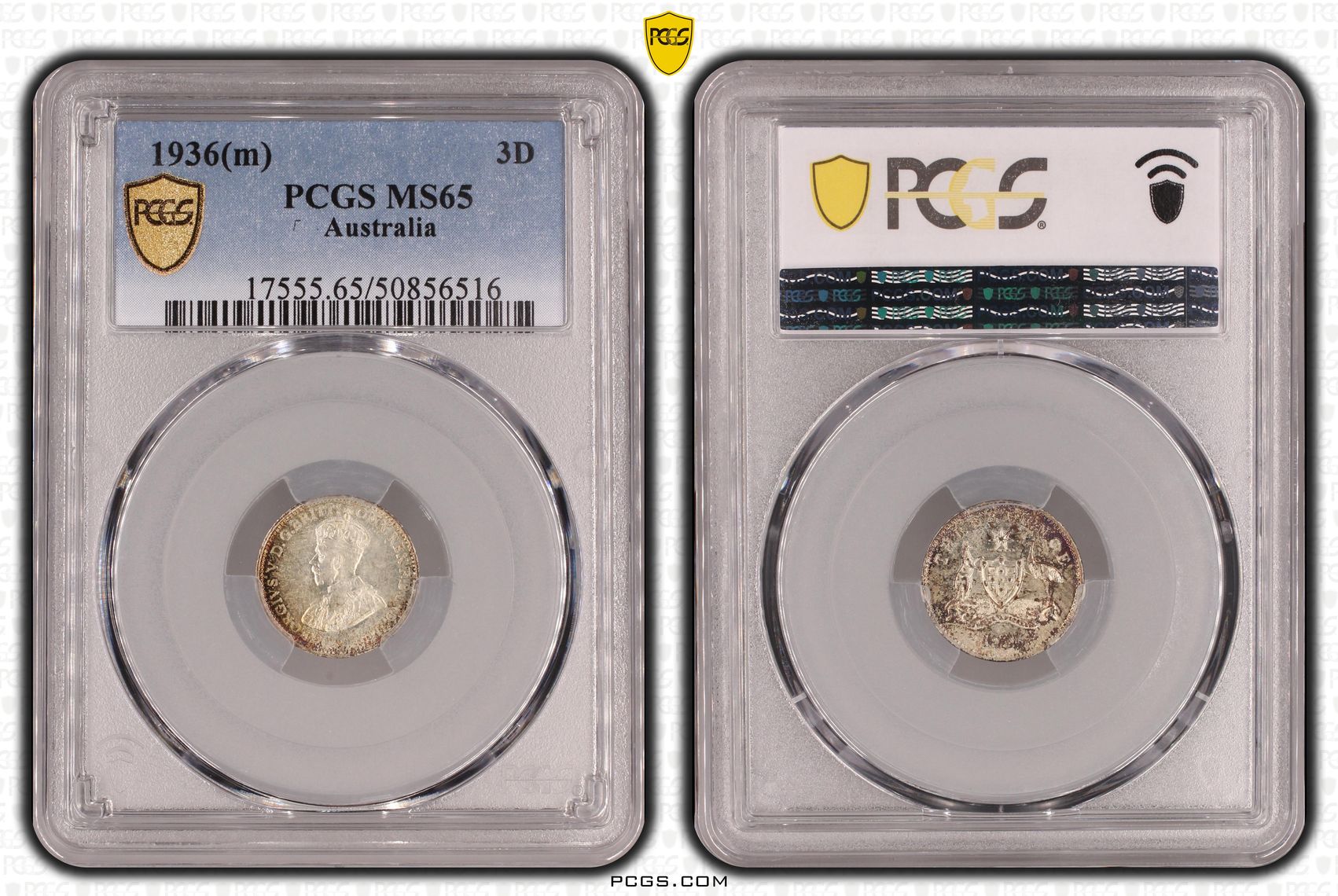Threepence, 1936(m), PCGS MS65