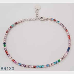 STERLING SILVER MULTI COLOUR 3 CZ TENNIS BRACELET - 51543/280