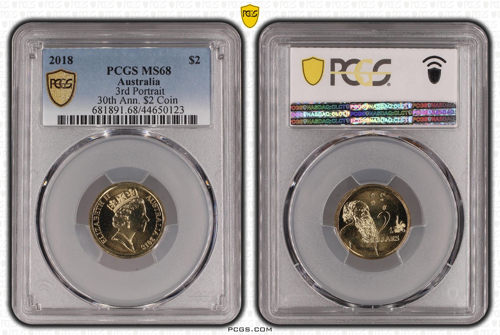 2018 Australia Two Dollar, $2 3rd Portrait 30th Ann. $2 Coin PCGS - MS68 -123