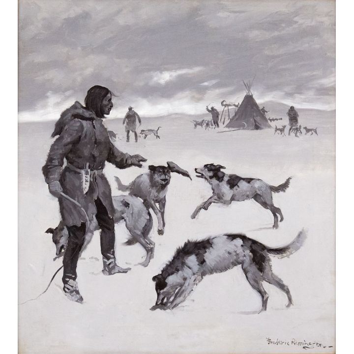 Frederic Remington (1861-1909), Feeding the Dogs (Hunting Musk Ox: Feed)