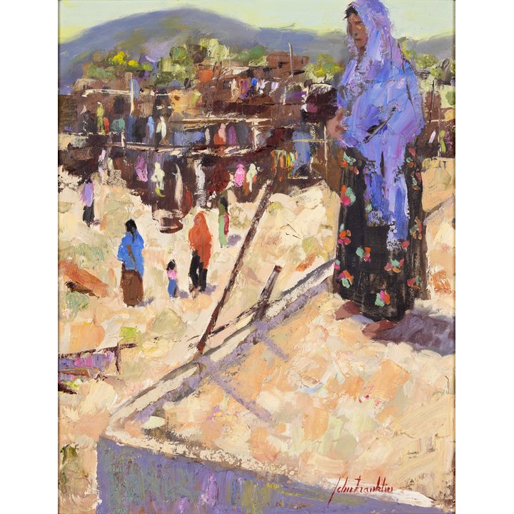 John Franklin (1925-2010), Indian Woman atop Adobe