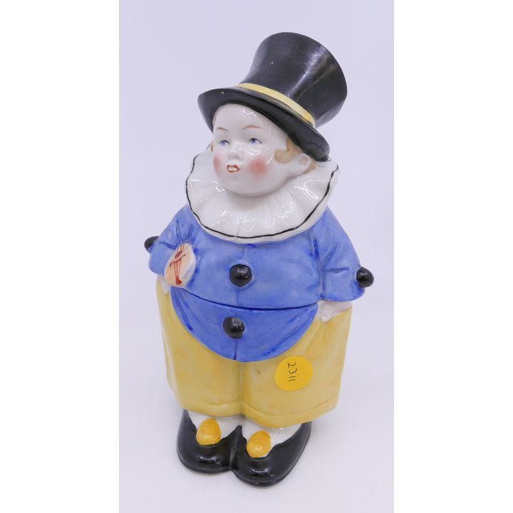 Antique German Porcelain Clown Jar- 8.5''