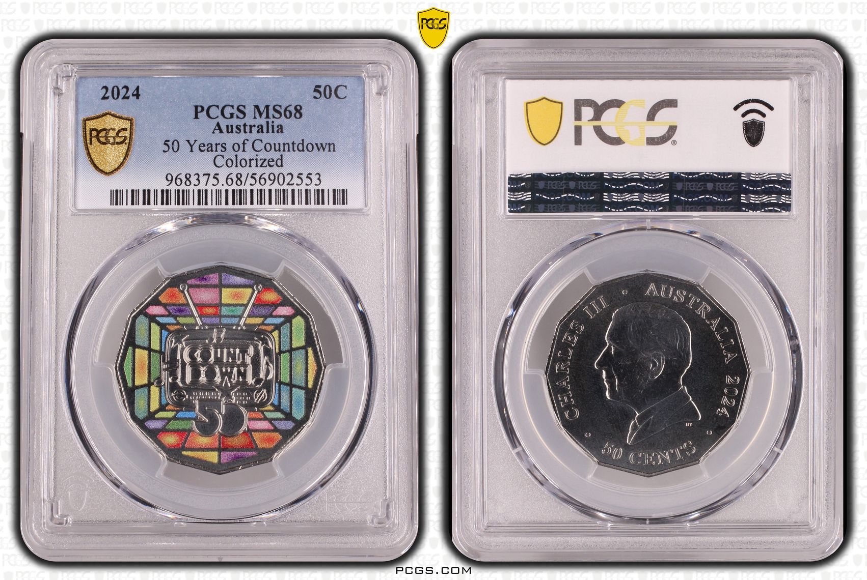 50 Years of Countdown - Colorized, Fifty Cent, 2024, PCGS MS68