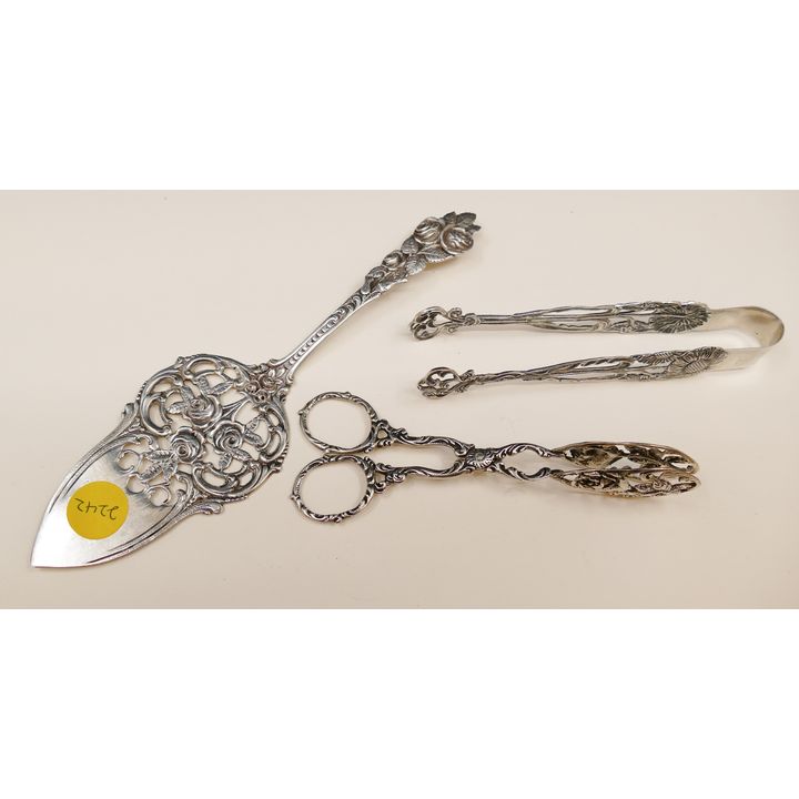 3pc Ornate 800 Silver Serving Pieces- 91g