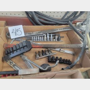 Various specialty socket drivers, large wrench and holders