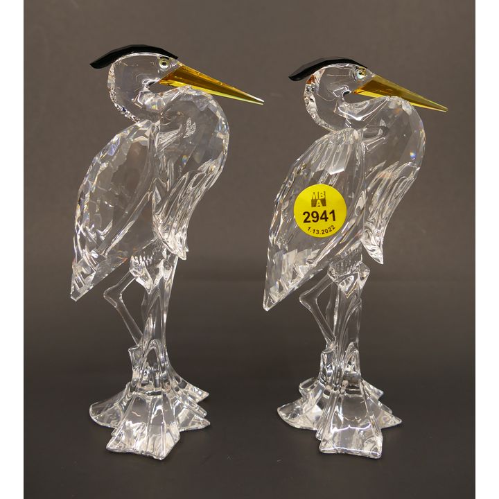 2pc Swarovski Crystal Herons with Boxes- 6''