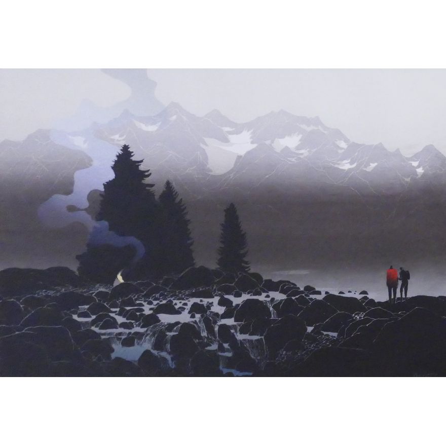 Elton Bennett (1910-1974, WA) 'Olympic Mountain' Experimental Plate Signed Serigraph Framed- 25x31''