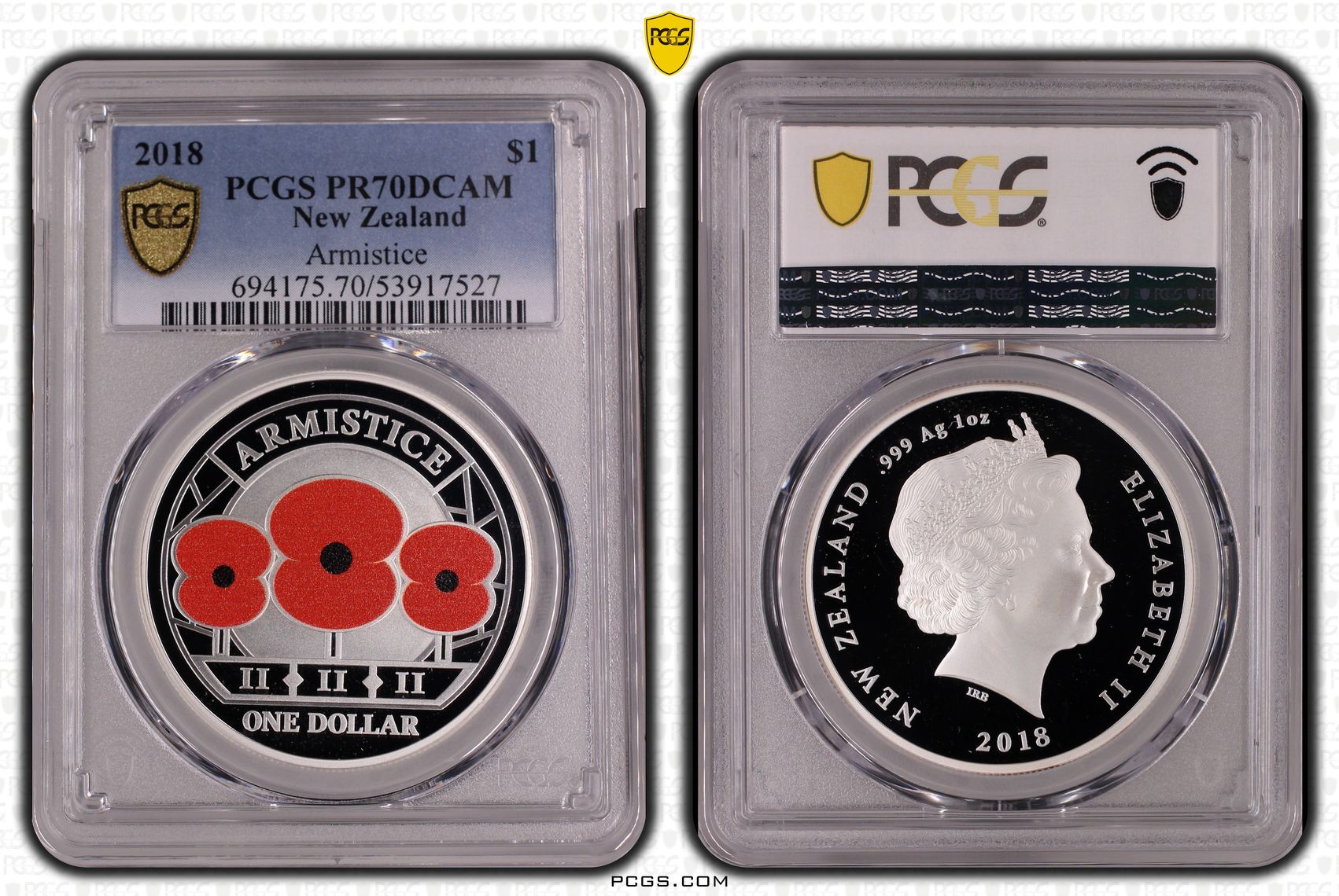 New Zealand , Armistice, 3/0, One Dollar, 2018, PR70DCAM