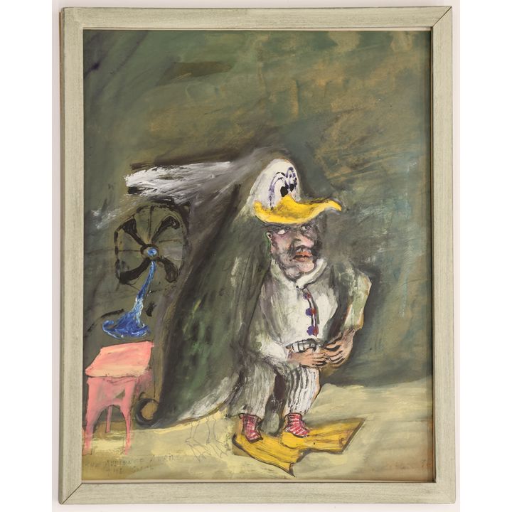 James Martin ''The Audience Awaits the Duck'' Gouache on Paper