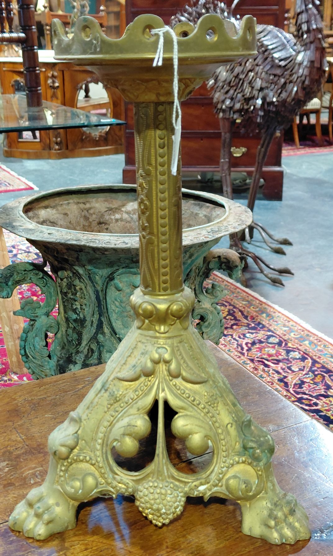 554 · 19TH CENTURY BRASS PRICKET CANDLESTICK