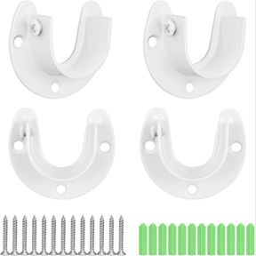1-1/3 INCHES CANOMO 4 PACKS HEAVY DUTY STAINLESS STEEL CLOSET ROD END SUPPORTS U-SHAPED CLOSET POLE SOCKETS FLANGE ROD HOLDER WITH