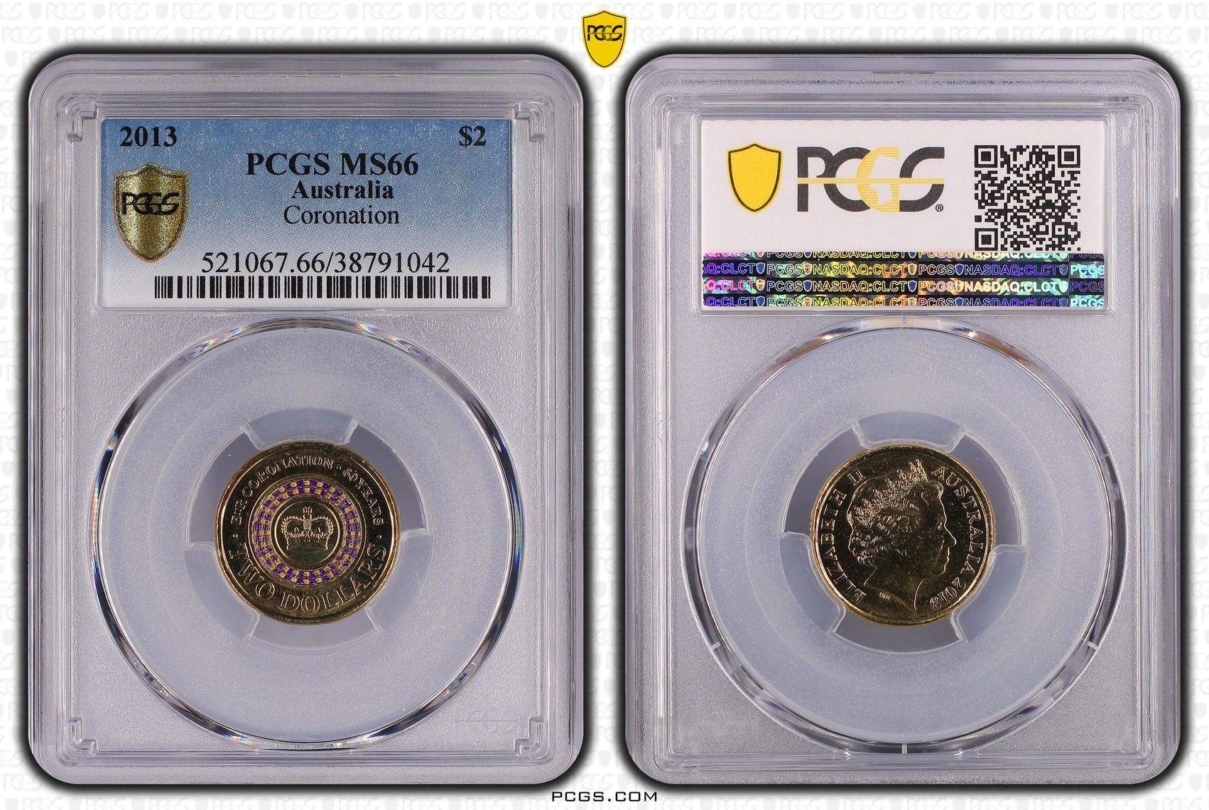 2013 Australian Two Dollar, $2 Coronation PCGS - MS66 -042