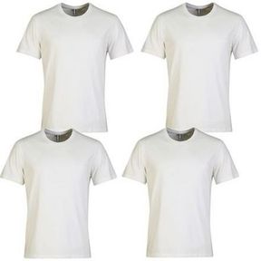 T SHIRTS IN BULK UNISEX - APEY - CREW NECK STRETCH SLIM FIT - 4 PACK WHITE S - 52055/32682