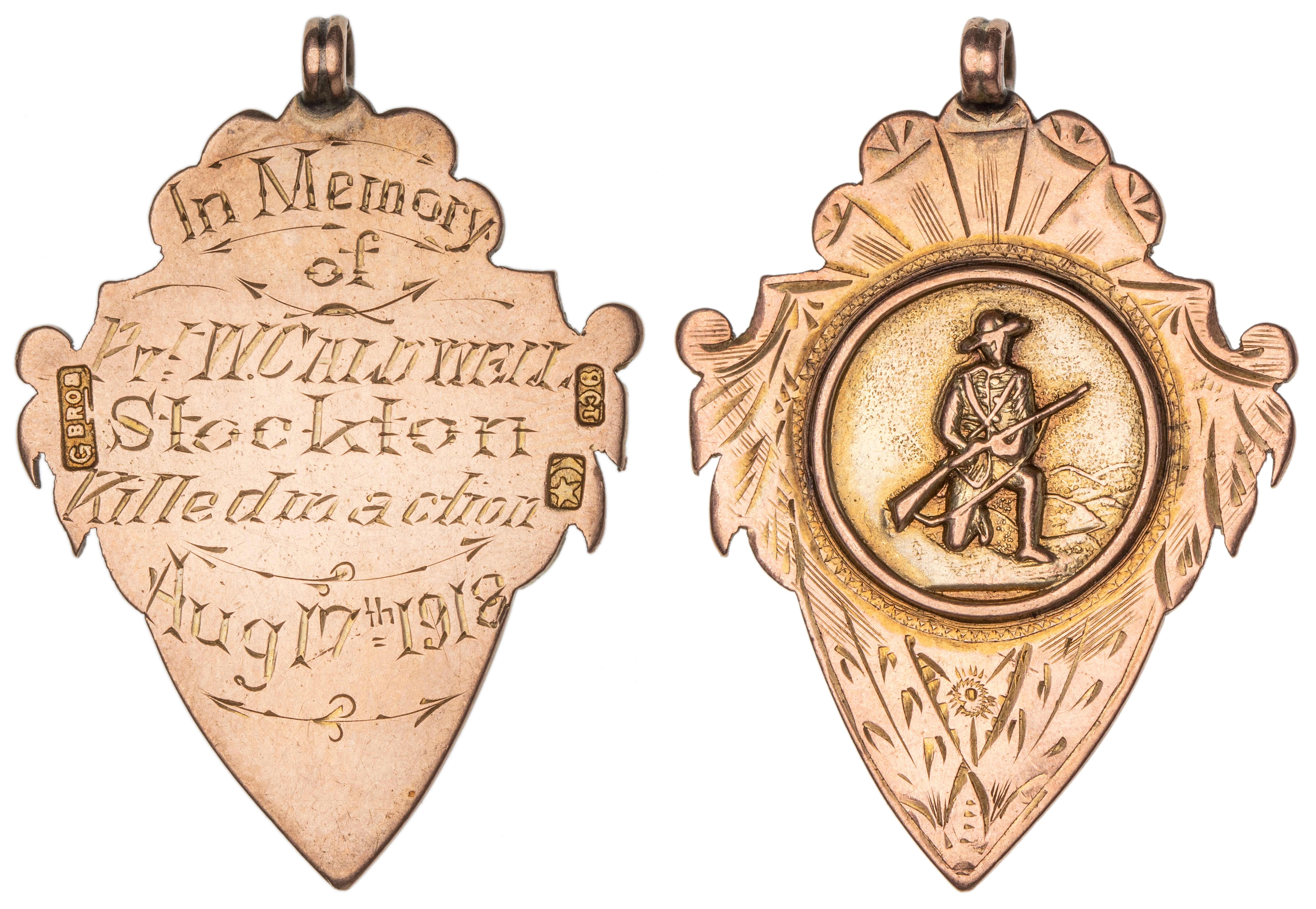 304 · Stockton, New South Wales, WWI Returned Soldiers Gold Fob Medal,