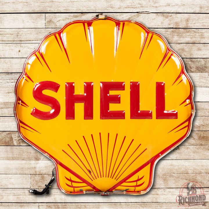 1939/1941 Shell Double-Sided Embossed Porcelain Neon Signs TAC 9