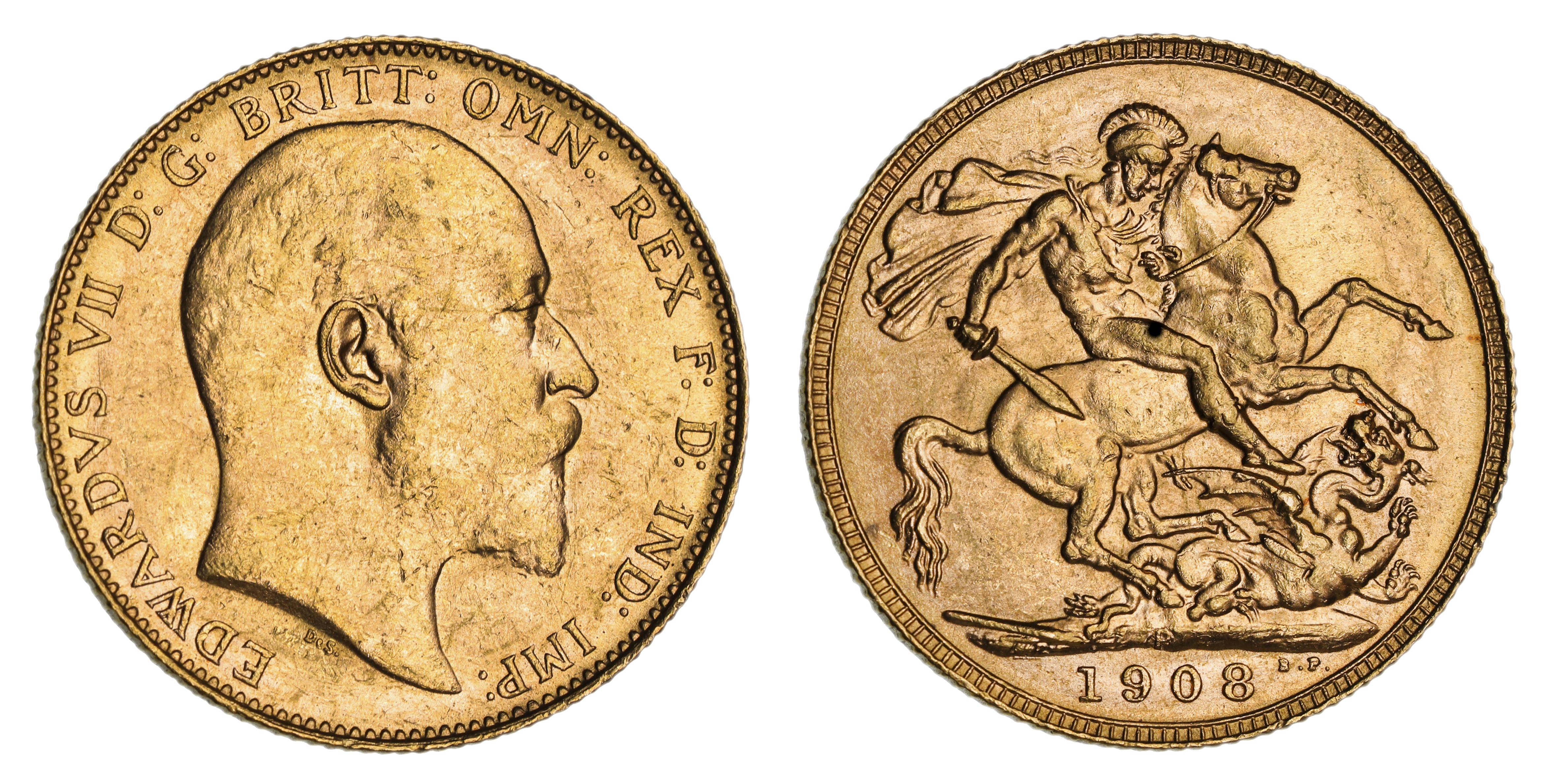 Edward VII, St. George Reverse - Perth Mint, Sovereign, 1908, UNC