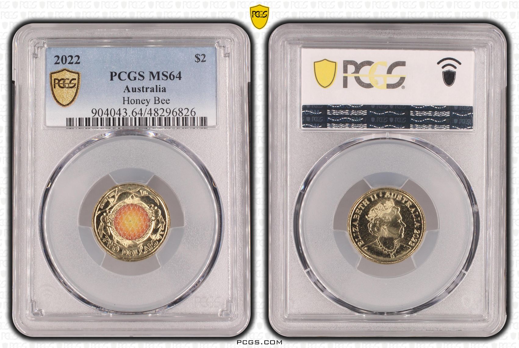 Elizabeth II, Honey Bee Colorized, Two Dollar, 2022, PCGS MS64
