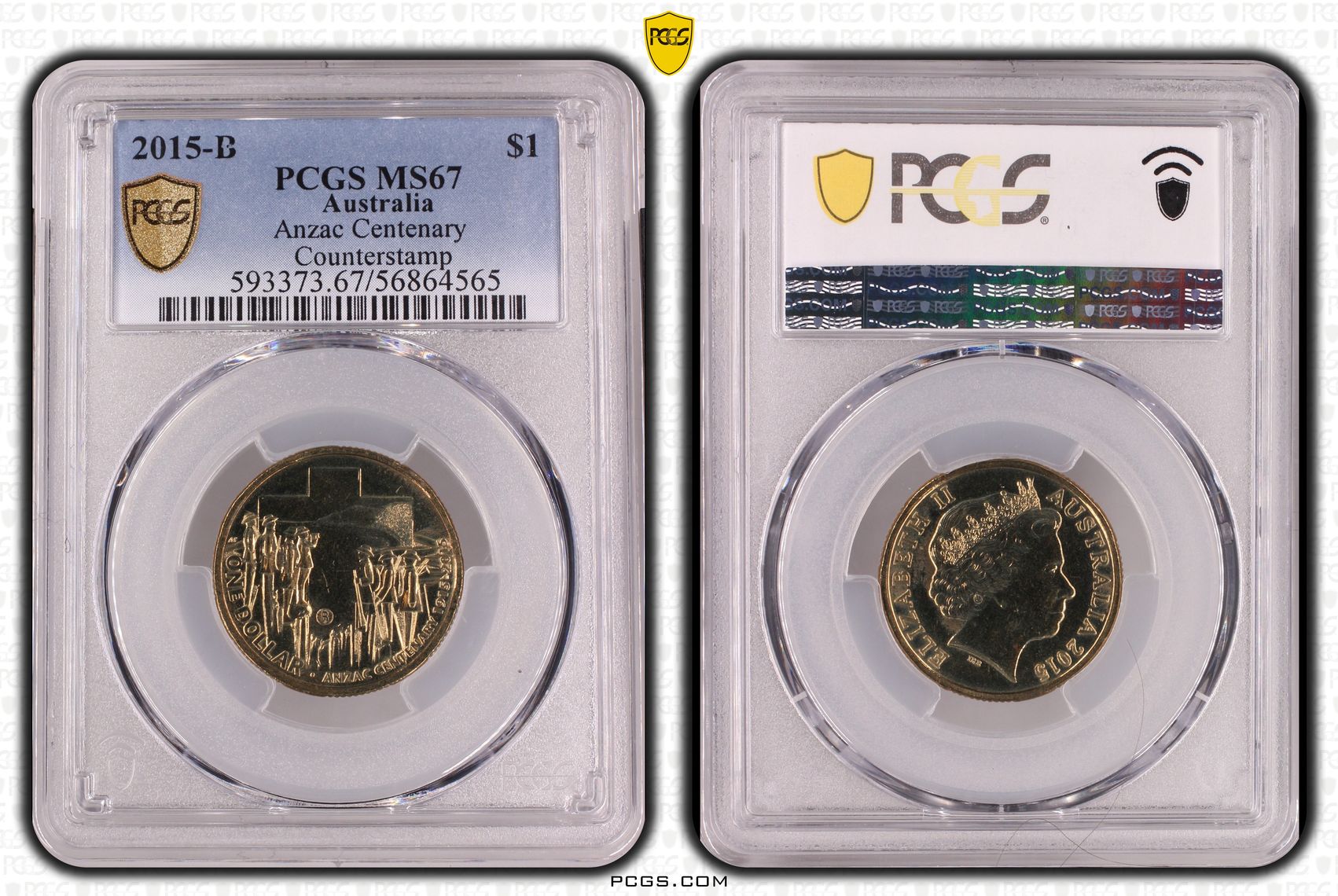Anzac Centenary Counterstamp, One Dollar, 2015-B, MS67