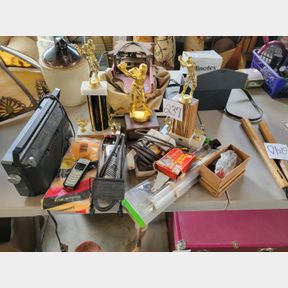 Vintage Radio, air pump, sewing machine and misc.