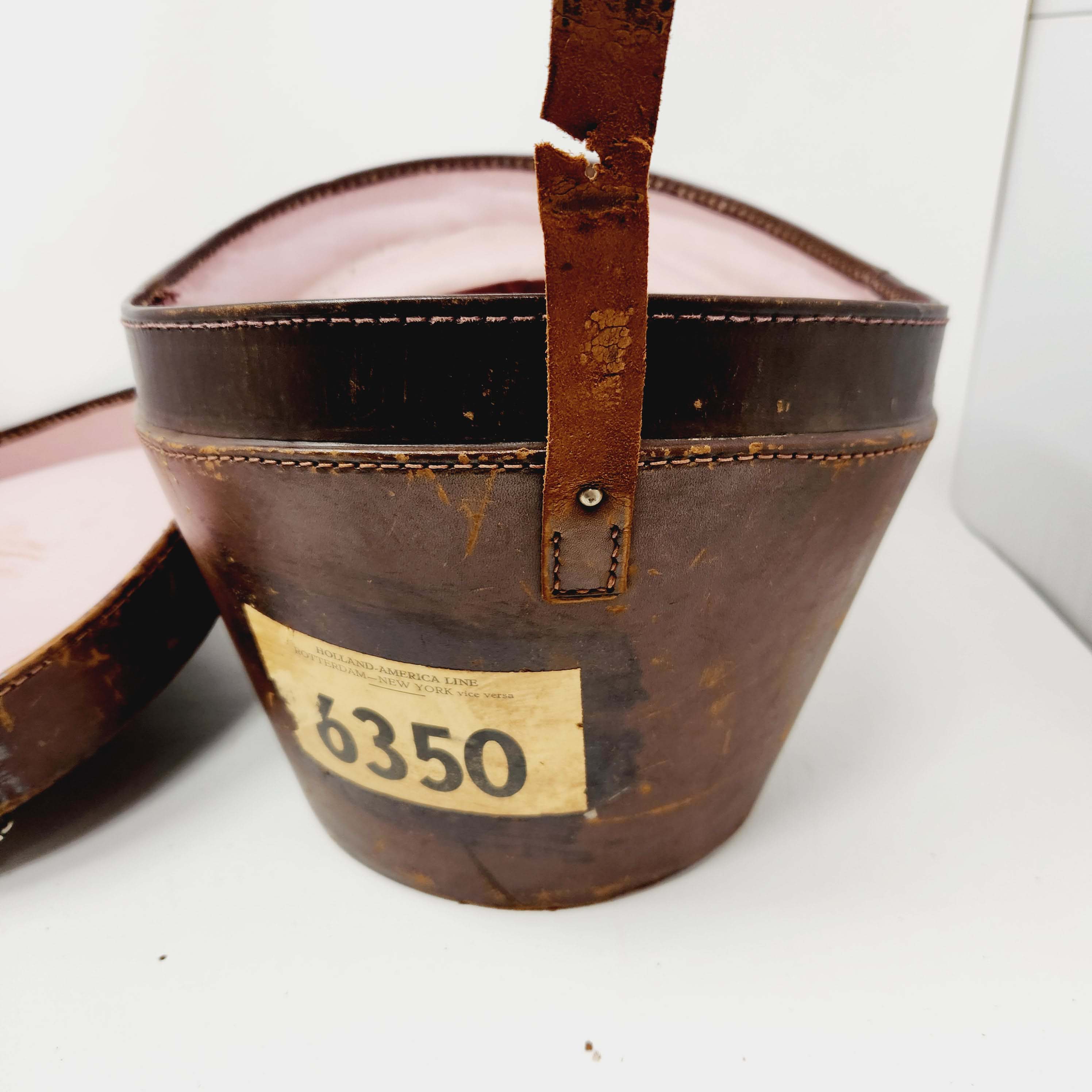 Brown Leather c1897 Hat Box